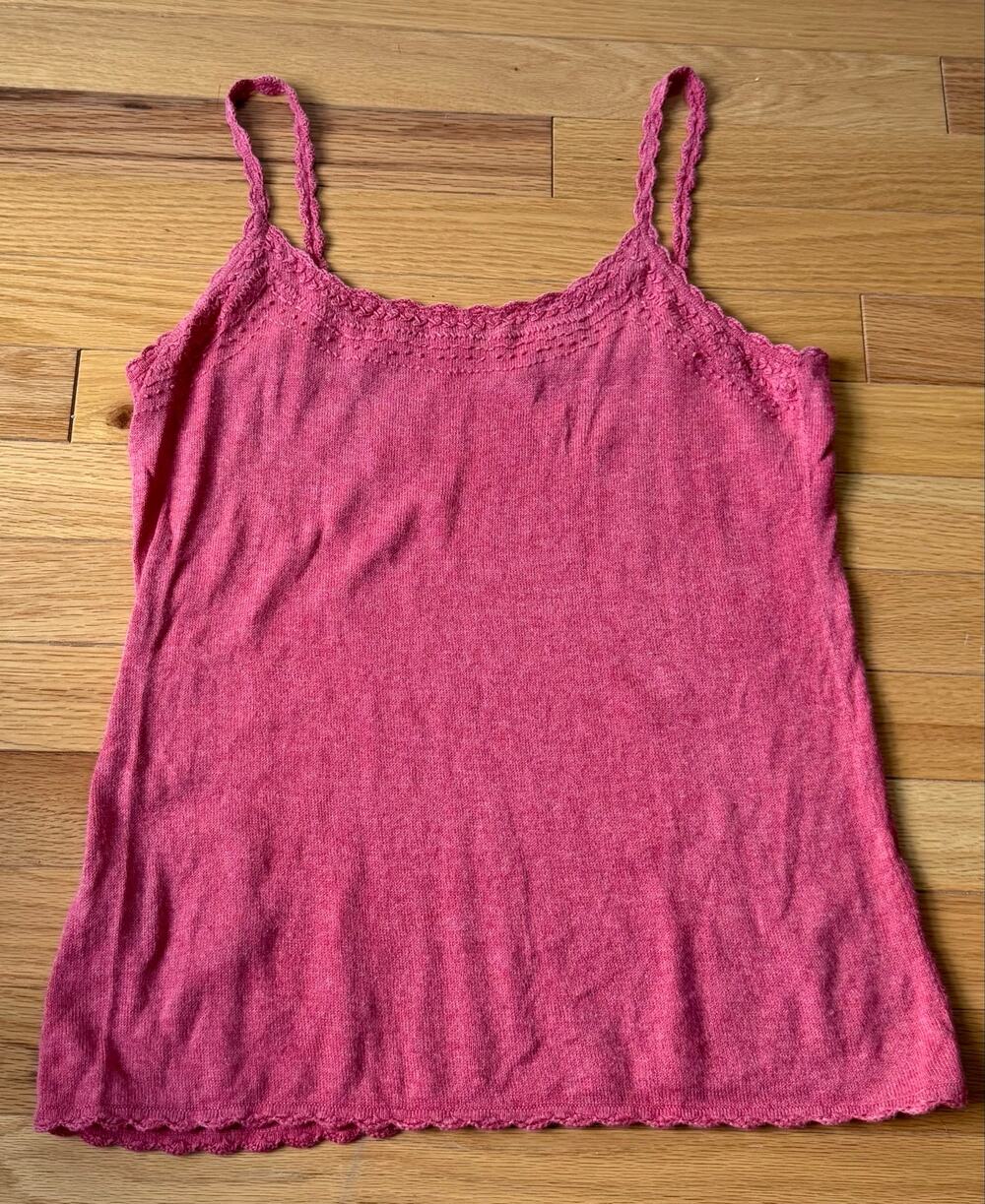 Indigenous Designs OneWeave Organic Cotton Pink Hand Loomed Peru Cami Tank Top M